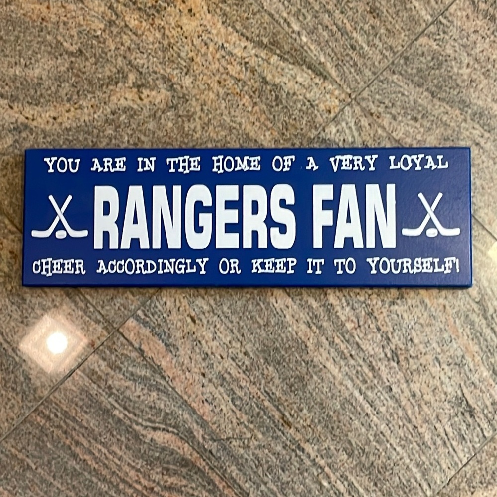 New York Rangers Wood Sign